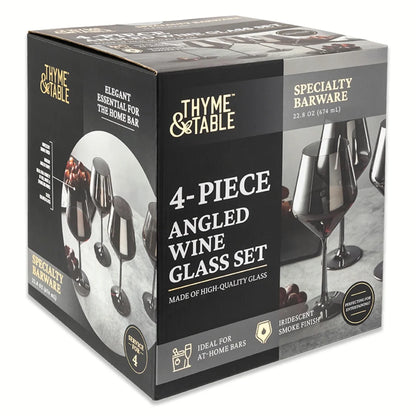 4-Pack Angled Wine Glass Set in Smoke Finish