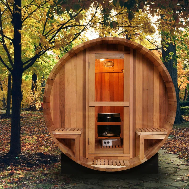 6-Person Patchwork Red Cedar Traditional Steam Sauna without Scarabs